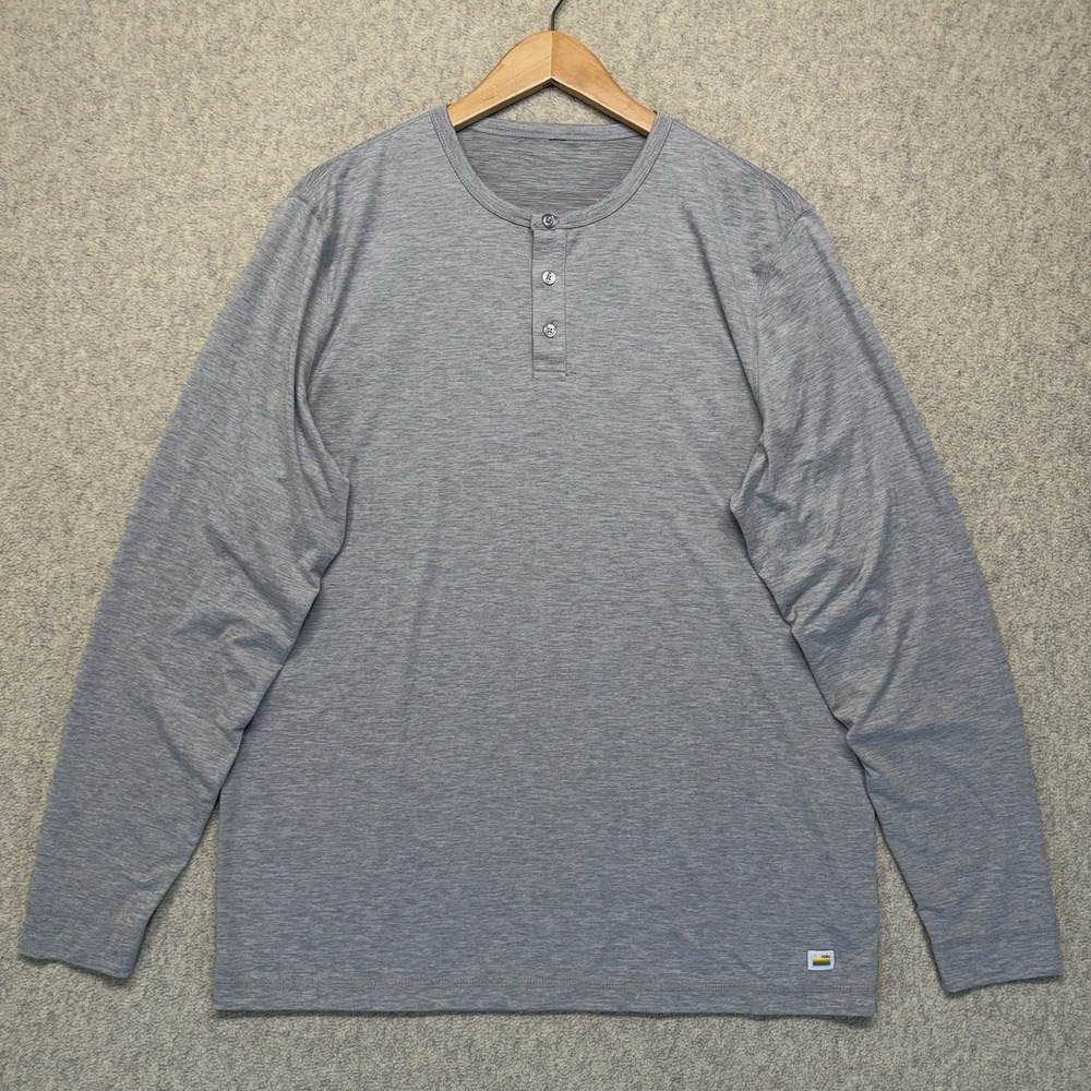 Vuori Long Sleeve Henley Shirt Mens XL Gray Performance Stretch